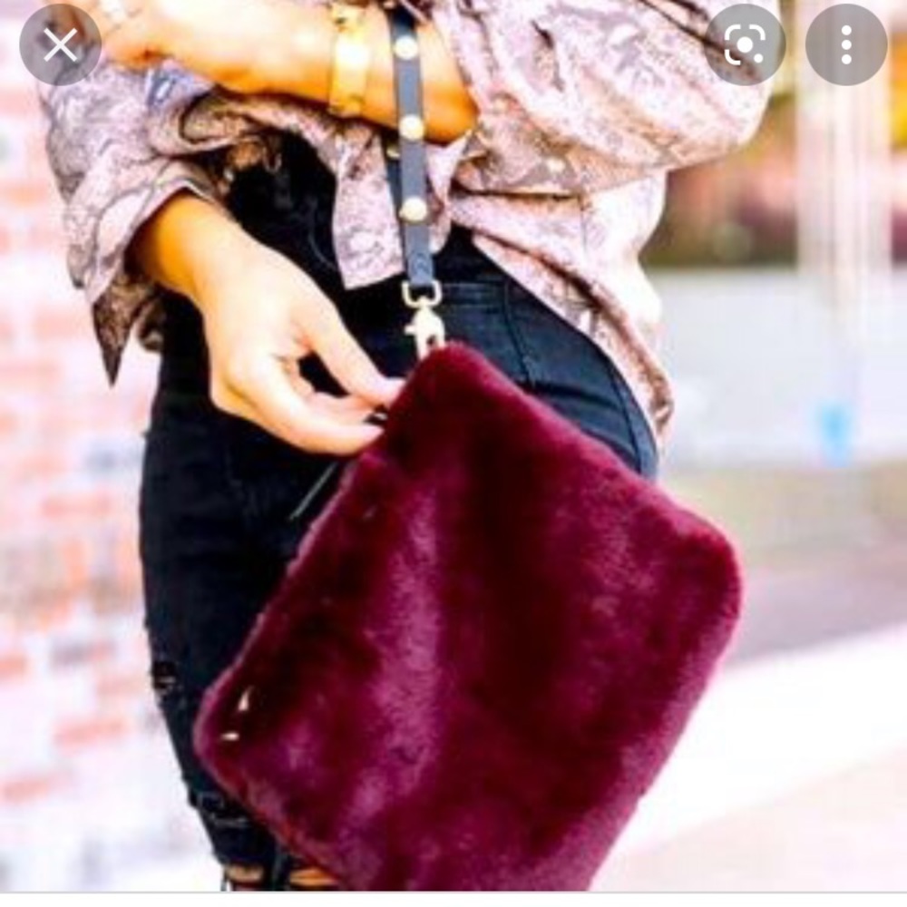 Stella and Dot faux fur wristlet